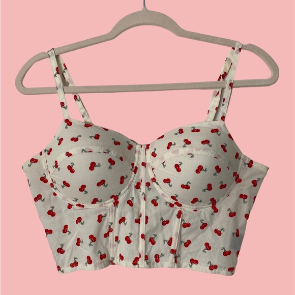 Cherry Print Bustier Top - Picture 1 of 9